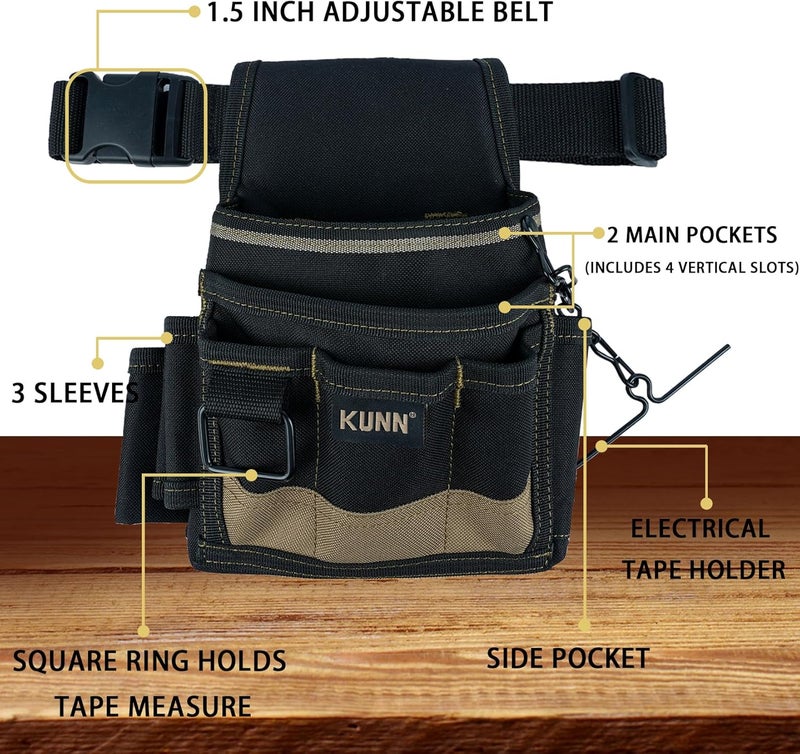 KUNN Electrician Tool Pouch - Durable Small Basic Maintenance Tool Pouch Belt with Belt Clip - Image 3